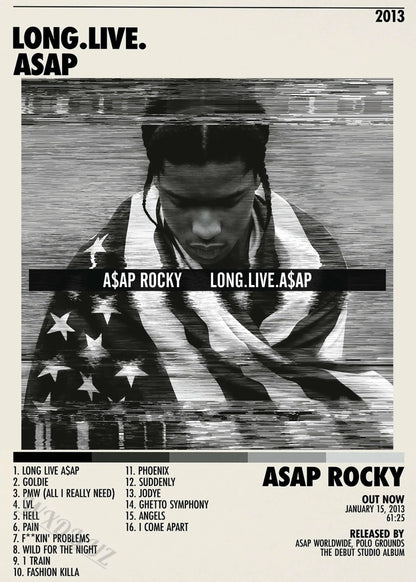 Music Album Star Hot ASAP ROCKY KENDRICK LAMAR 80s Retro Rap Poster Hip Hop Posters For Living Room Painting Art Home Wall Decor